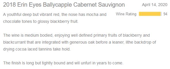 Wine Reviewer Ballycapple Cabernet Sauvignon 2018